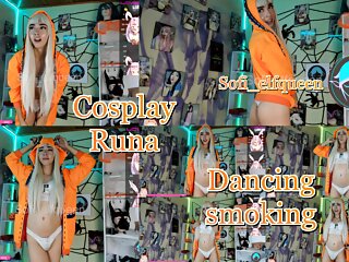 Runa Cosplay Smoking And Dancing For You free video