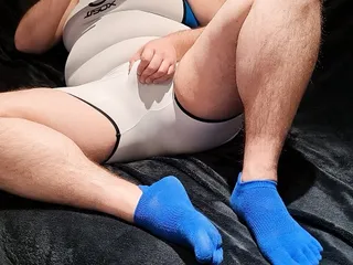 German Chubby Men Jerk Off In Bodysuit And Cute Toe Socks (Horny Underwear) free video