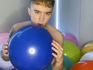 Balloon Fetish Jerk Off Session (Sucking, Humping, Cumming & Popping Balloons)