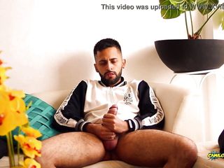 Horny Latino Jerking His Big Uncut Cock Really Hot Until He Cums Handsfree Close To The Cam - Camilo Brown free video
