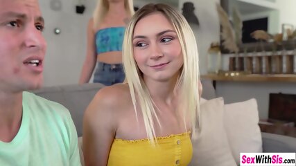 Stepsisters Compete At Sucking Their Stepbrothers Cock free video